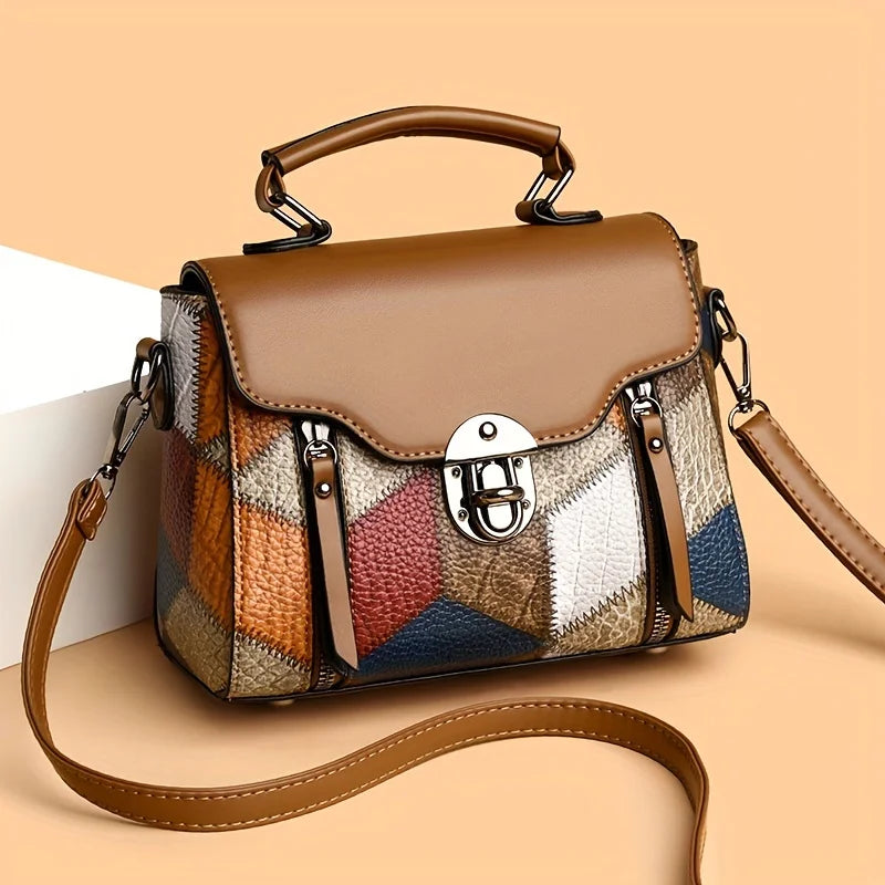 Women's Retro Rhombus Pattern Shoulder Crossbody Bag Adjustable Shoulder Strap Zipper Closure, Multi-Color Options for Daily Use