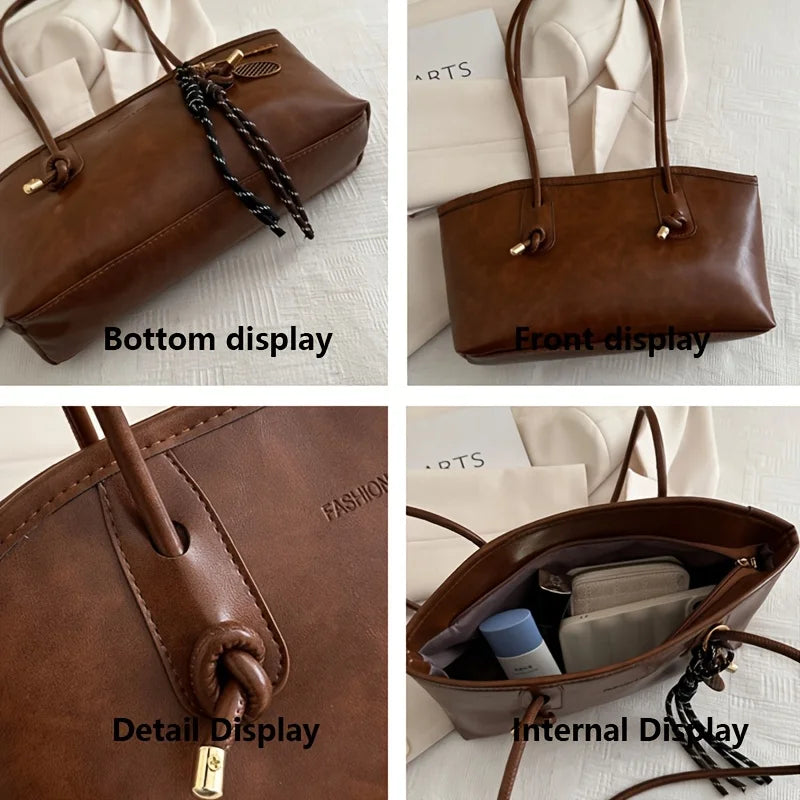 Ladies Large Capacity Crescent Bag Black, White, Brown, Coffee Convertible Shoulder Tote Bag Spacious Work, Travel, Everyday Use