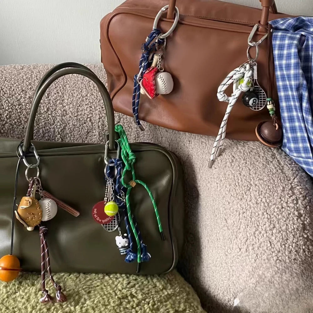 Hot Sale Fashion Women's Handbag Charms INS Braided Rope DIY Bag Pendant Keychain Colorful Rope Knot Design For Bags & Keys