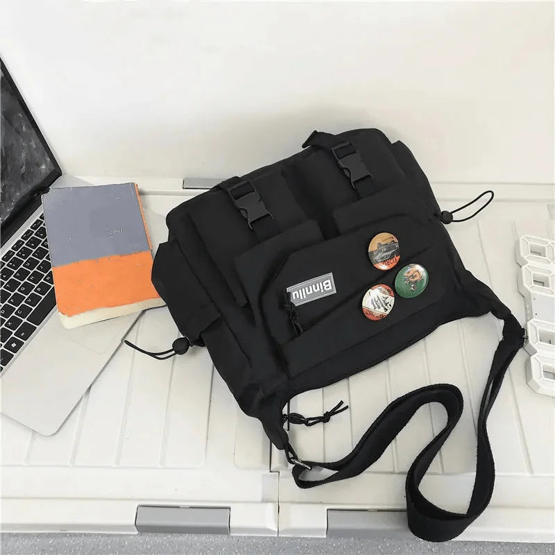 Preppy Casual Nylon Crossbody Bag For Men And Women Teenager Messenger Bag, Outdoor Student Commuter Shoulder Bag For Daily Use