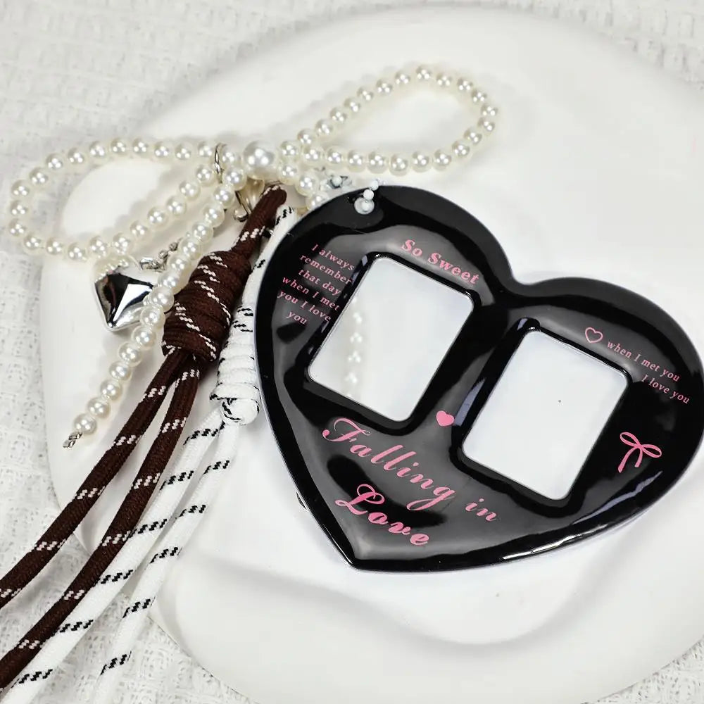 Y2K Red Heart 2 Inch Photo Card Holder Idol Photo Protective Display Sleeves INS Stationery Photo Frame New Bag Pendant Jewelry