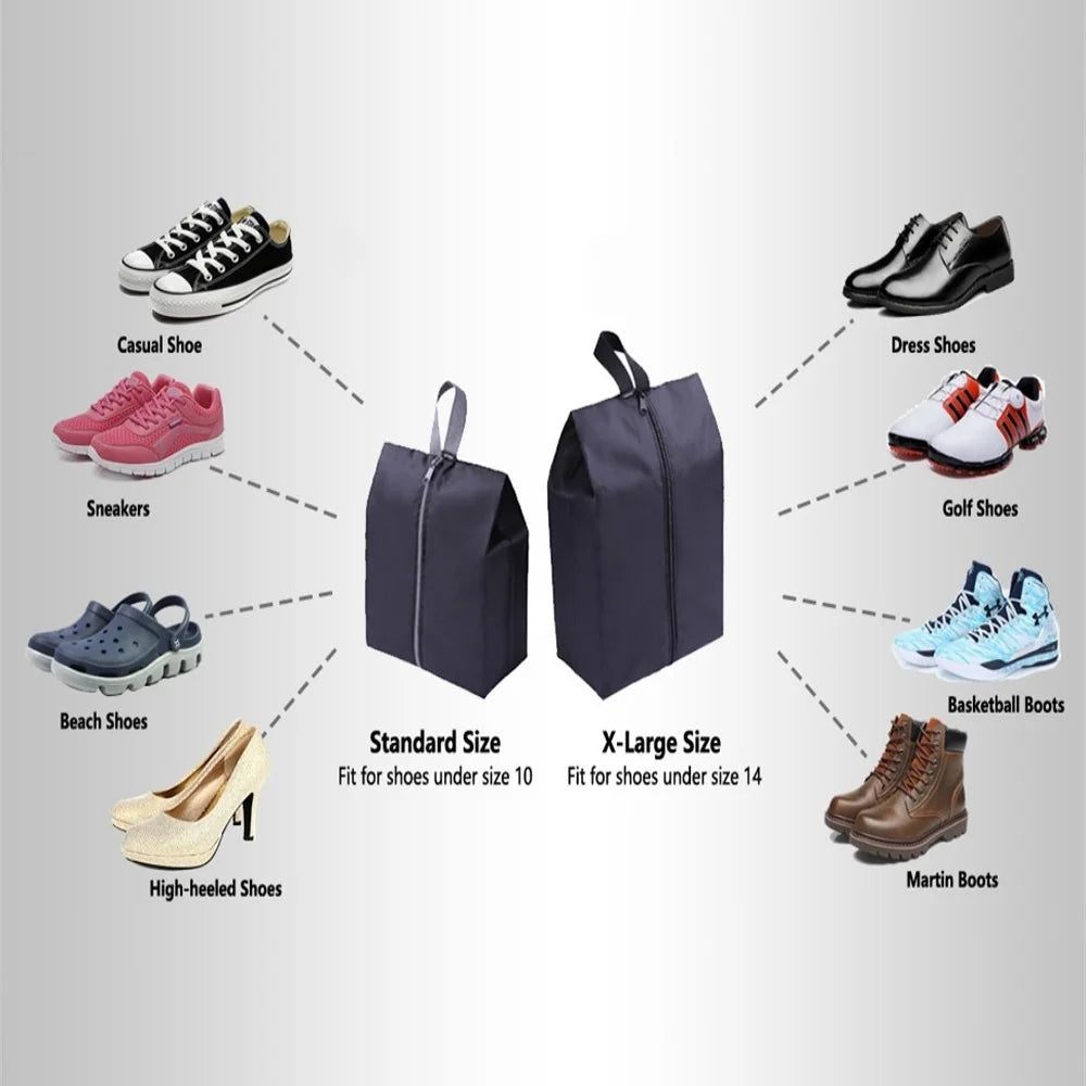 Portable Nylon Travel Shoe Bags with Zipper Closure for Men and Women Waterproof Shoe Organize Storage Bags Makeup Laundry Bag