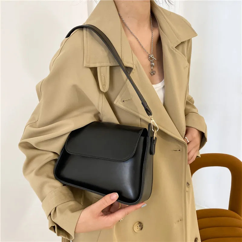 Trendy Fashion Flap Shoulder Bag For Women PU Leather Underarm Bags Designer Solid Color Armpit Handbag and Purse Girls Totes sa