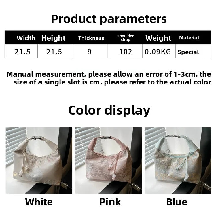Fashionable Chinese Handbags Fashion Trend Single Shoulder Bag Light Simple Crossbody Bag Random Printed Satin Women's Tote Bag