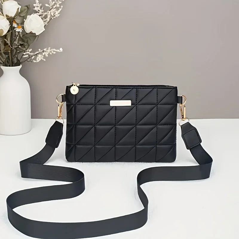 Stylish Striped Shoulder/Crossbody/Handbag with Delicate Hardware Accessories, Zipper Closure, Multifunctional Bag for Daily Use
