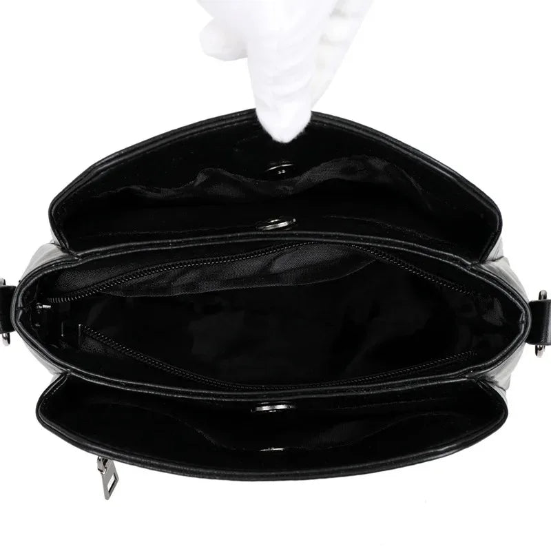 Fashionable Three Interlayer Synthetic Leather Crossbody Bag with Polyester Lining, Stylish Square Single Shoulder Bag for Women