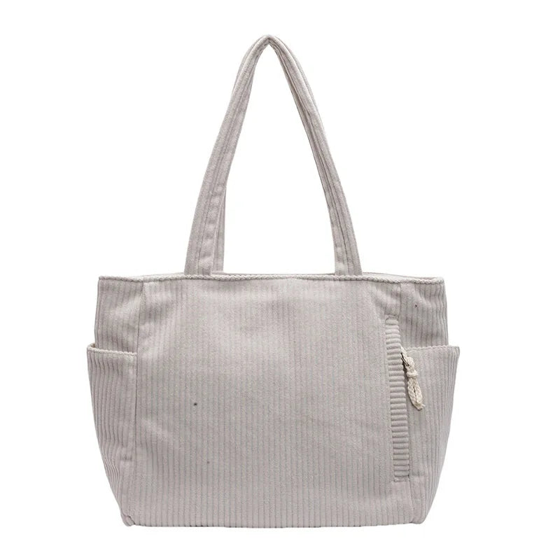 Autumn Winter Corduroy Tote Bag Korean Version Simple Handbag Women Large Capacity Versatile Casual Student Shoulder Bag Ita Bag