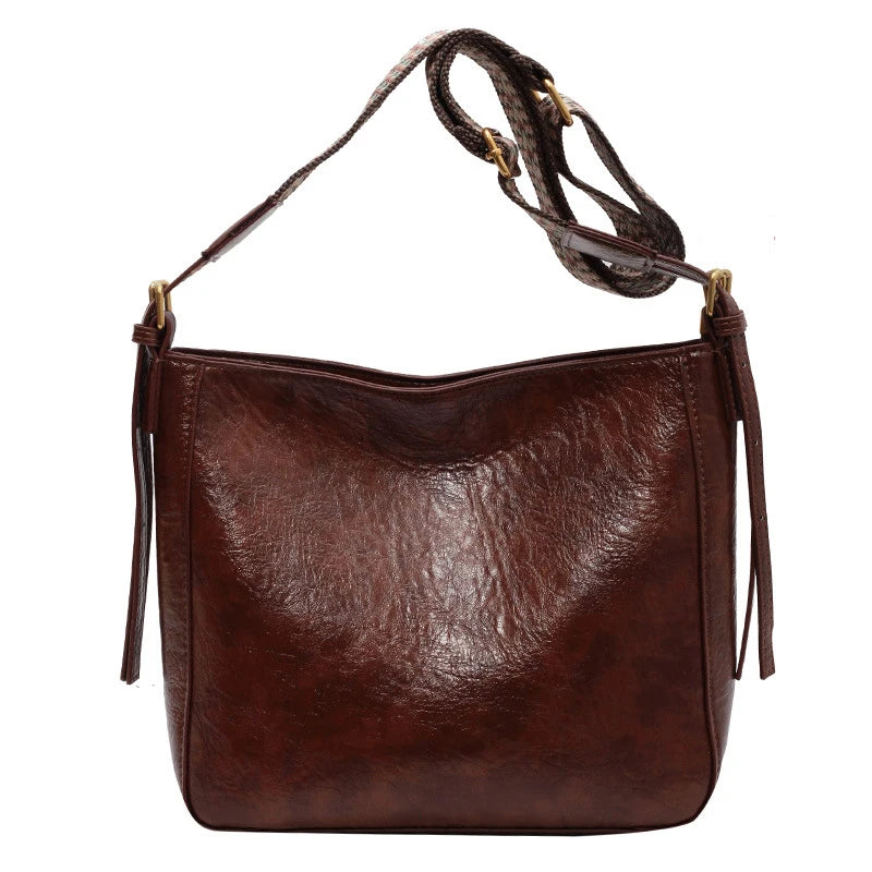 New Crossbody Bag PU Soft Leather Bag Women Fashion Simple Small Square Bag Retro Large Capacity Casual Shoulder Bag