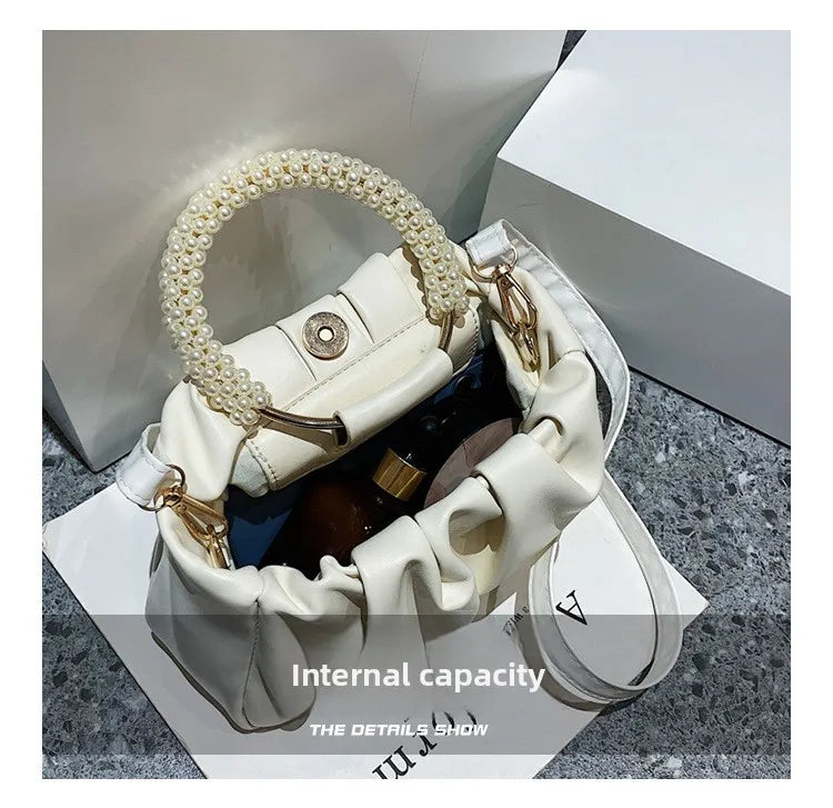 Solid Color Square Pleats Women's Bag Fashionable Cloud Bag, Stylish Soft Surface Handbag, Stylish Single Shoulder Messenger Bag