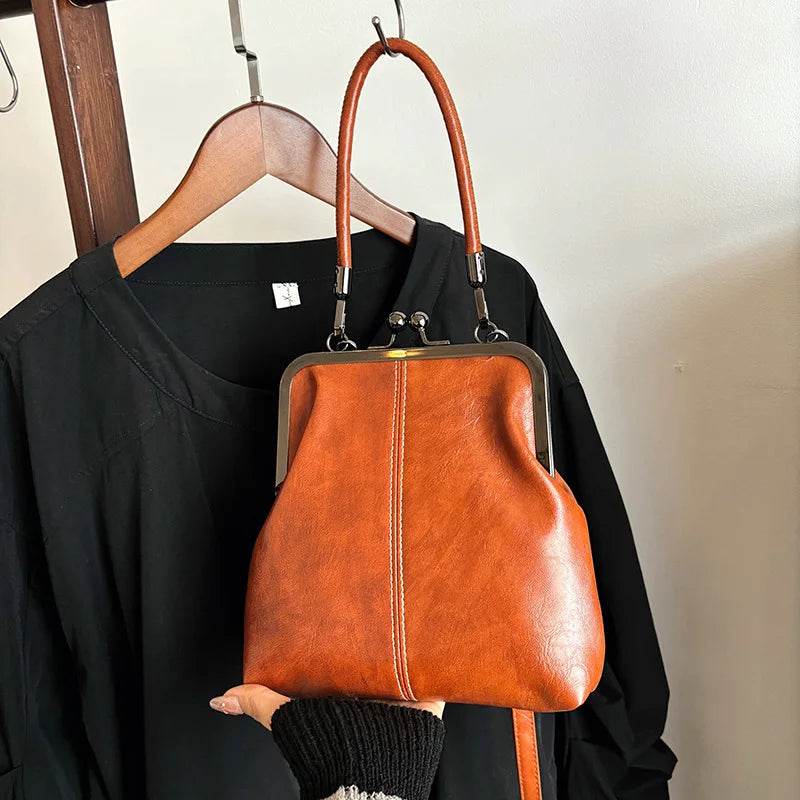 New Fashion Vintage Soft Leather Cosmetic Bag Purse Women's Handbag Crossbody Shoulder Bags Evening Party Totes Makeup Wallet