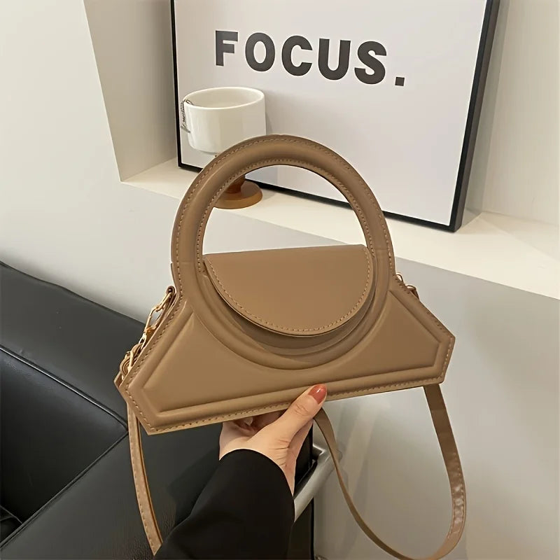 Solid Color Pu Leather Elegant Tote Bag, Versatile; Vintage Small Square Bag, Stylish Shoulder Crossbody Bag for Work Occasions