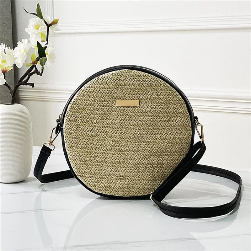 Women's Handbag, Pastoral Style Woven Bag, Vintage Casual Straw Weaving Single Shoulder Bag, Summer Beach Vacation Crossbody Bag
