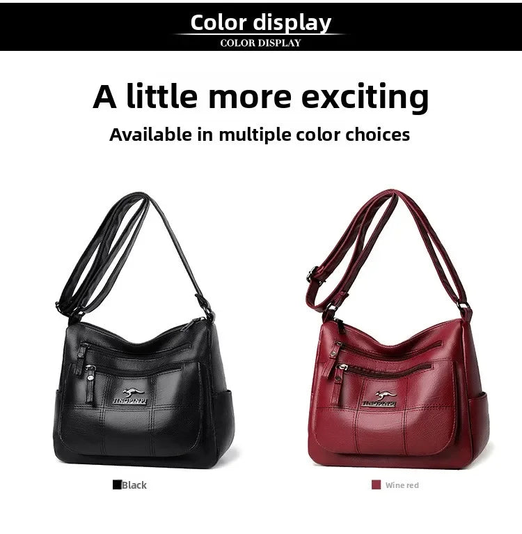 Solid Color PU Leather Single Shoulder Bag, Multi Compartment Pocket Daily Women's Cross Body Bags, Large Capacity Women's Bag.