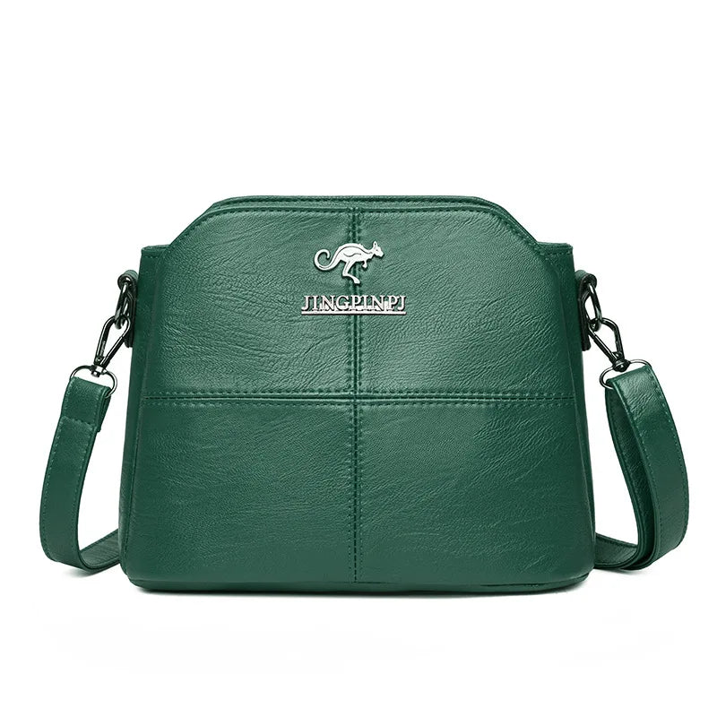 Fashionable Three Interlayer Synthetic Leather Crossbody Bag with Polyester Lining, Stylish Square Single Shoulder Bag for Women