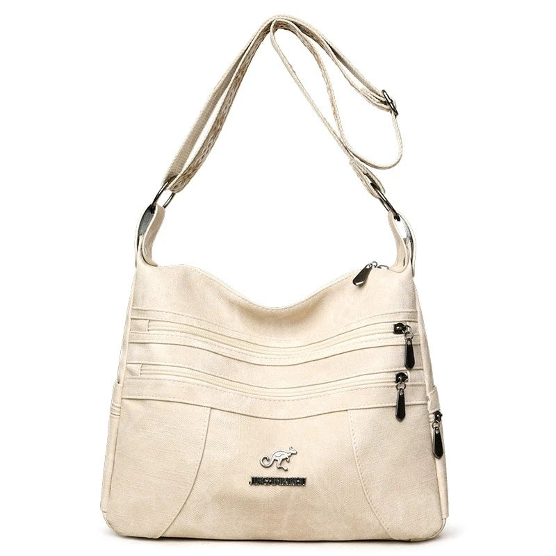 Vintage Style Shoulder Bag for Women Multi Layer Versatile Faux Leather Crossbody Bag Casual Handbag Purse with Zipper Closure
