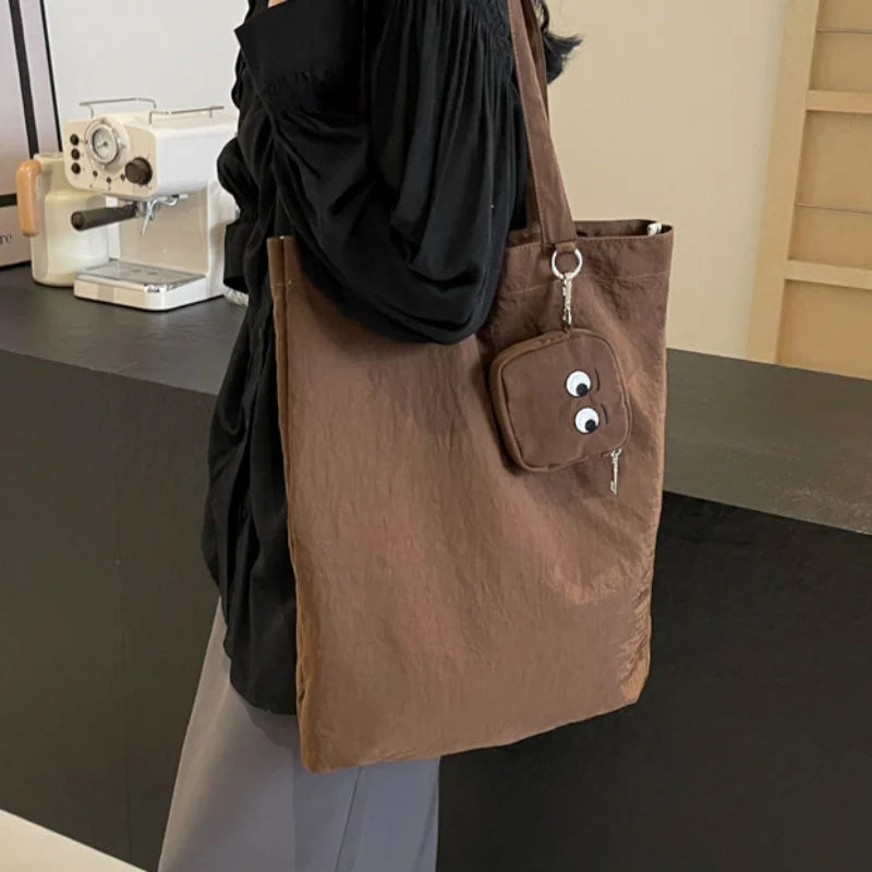 High Color Value Fshion Trend Embroidery Color Cloth Bag Cute Foldable Storage Bag Daily Casual  All-Match Shoulder Bag