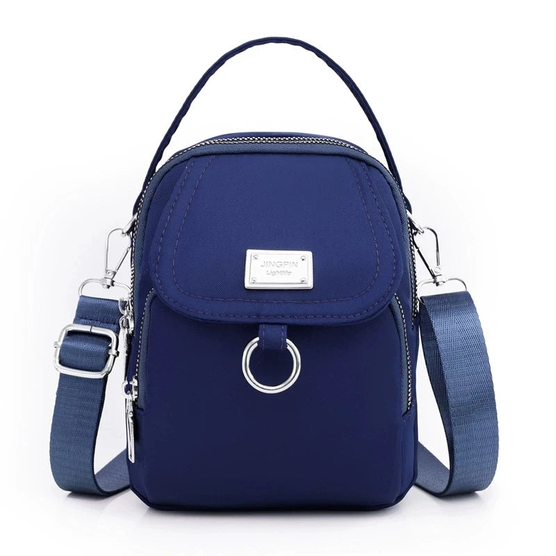 Lightweight Nylon Women's Crossbody Bag, Casual Mini Handbag with Multiple Zip Pouch, Chic Design Shoulder Bag for Everyday Use