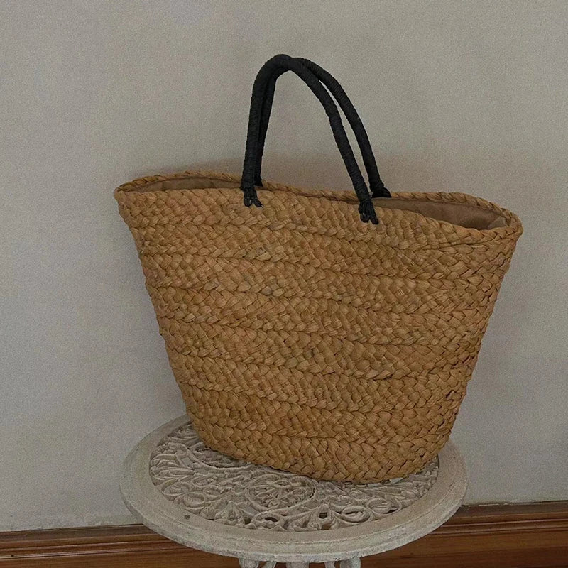 Bohemian Large Capacity Beach Women's Straw Bag Stylish Minimalist Handbag Hand Woven Designer Female Shoulder Bag