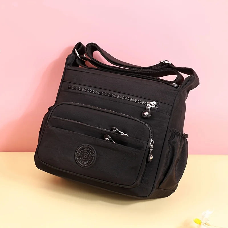 Lightweight Nylon Chic Crossbody Bag for Women Adjustable Strap, Multi-Pocket Design for Travel, Shopping, Dates & School