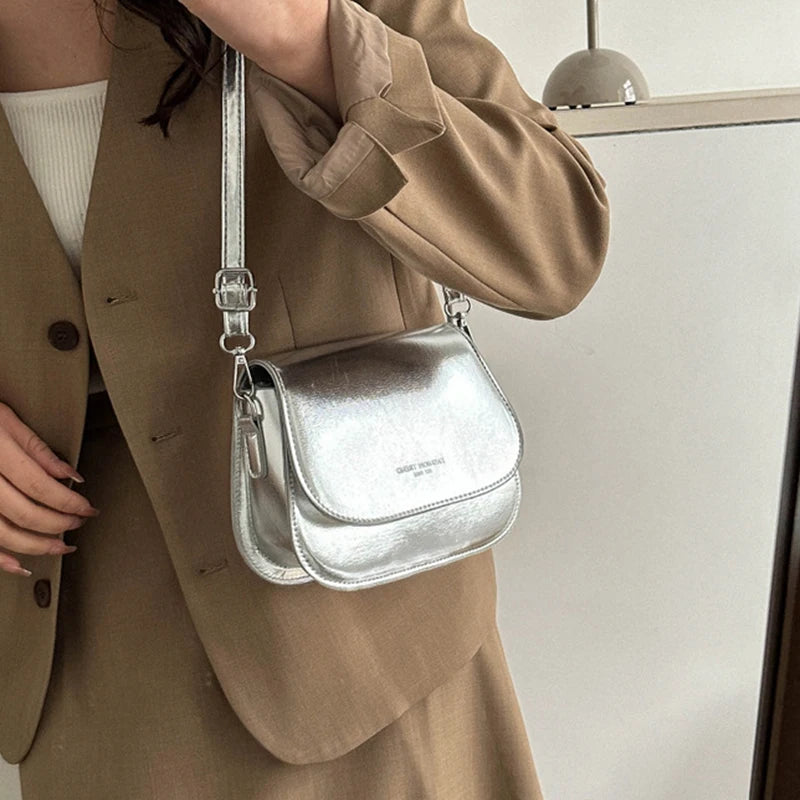 Fashion Flap Saddle Shoulder Bags for Women Solid Color Designer Messenger Handbags Purse Small Female Leather Crossbody Bag