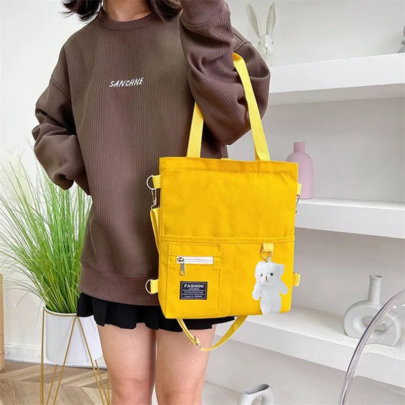 Campus Cute Canvas Handbag, Casual Tote Bag, Large Capacity Shoulder Bags for Student Backpack Handbags Shoulder Cross Body Bags
