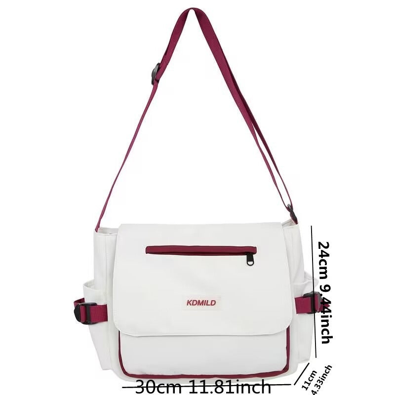 Men's Harajuku Shoulder Bags Waterproof Canvas Crossbody Bags Teen Boys School Messenger Bag