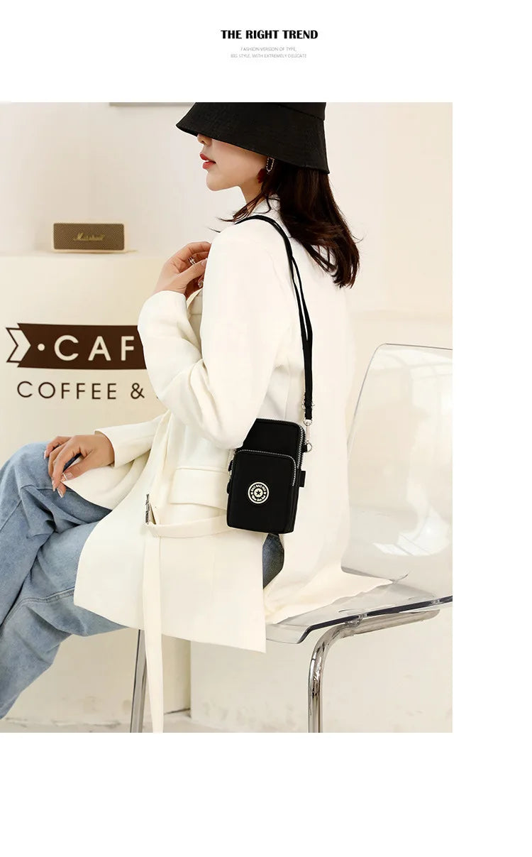 Sports Arm Bag, Women Mobile Phone Bag Running Messenger Purse Wallet, Women's Shoulder Cross Body Bags Multi Layer Zipper Pouch