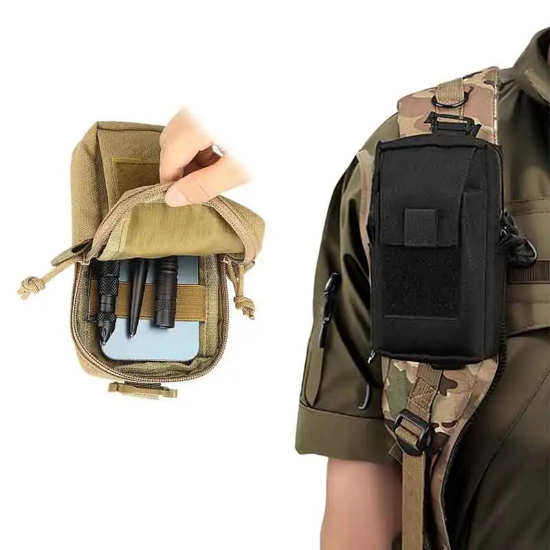 1pcs  Weatherproof Durable Tactical Phone Pouch Backpack Strap for Outdoor Hiking - Smartphone Carrying Case
