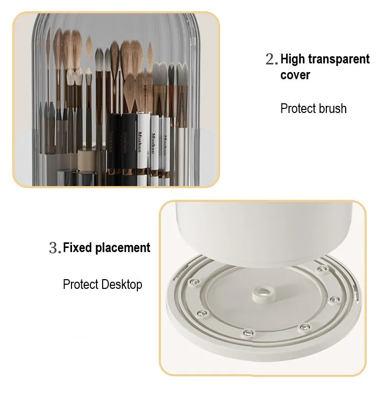 360° rotary makeup brush holder with cover Luxury cosmetics lipstick eyebrow pencil holder eye shadow storage box