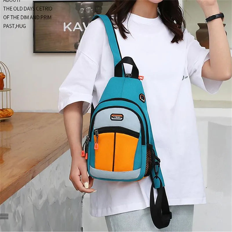 Women Nylon Sling Bag - Adjustable Strap, Multi-Pocket Crossbody Chest Pack for Men Travel & Sports for Daily Commute