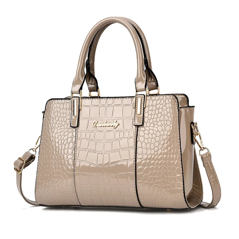 Fashion crocodile pattern elegant temperament handbag high sense large capacity shoulder messenger bag