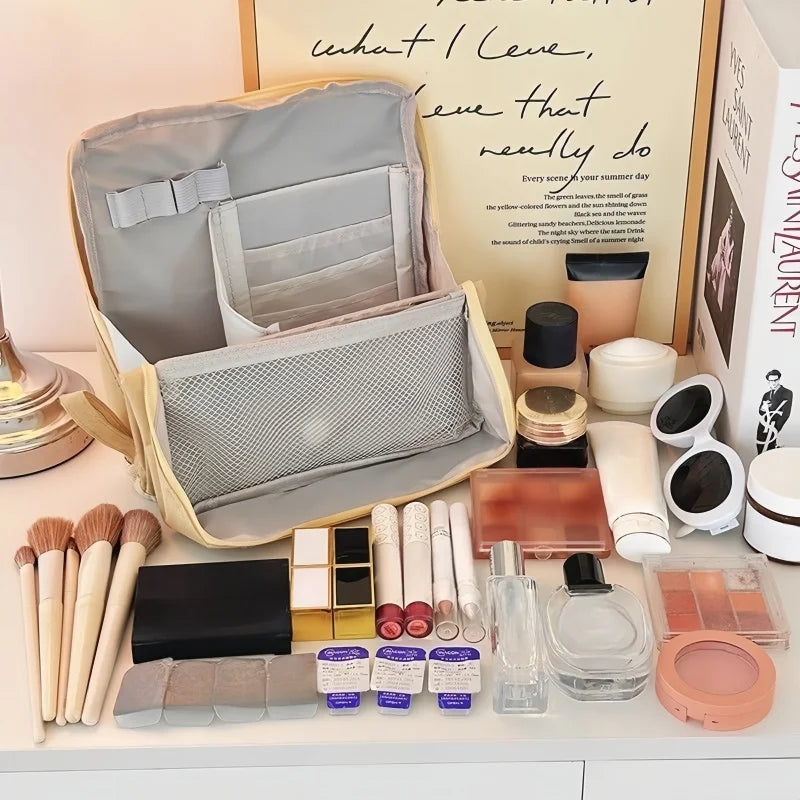 Large Capacity Travel Cosmetic Bag Multifunction Stand Upright Makeup Bag Women Toiletries Organizer Female Storage Make Up Case