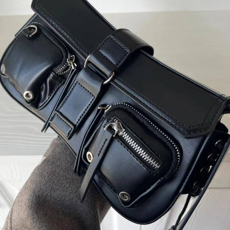 Gothic Punk Cool Women's Underarm Bag Girls Shoulder Crossbody Bags Fashion Design PU Leather Female Vintage Small Handbags Tote