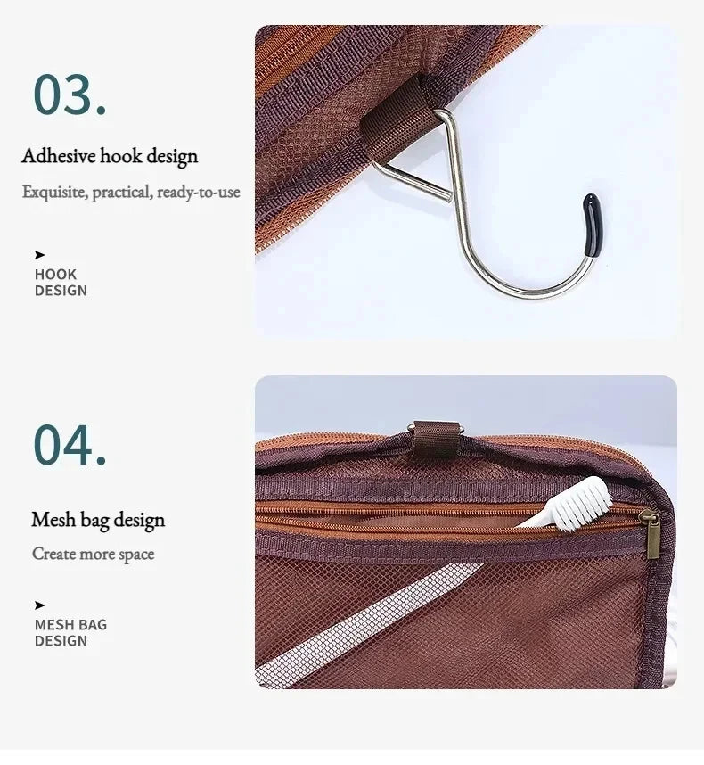 Leather Toiletry Bag for Men Women Dopp Kit Mens Hanging Toiletry Bag Travel Toiletry Bag for Traveling Large Cosmetic Bag for T