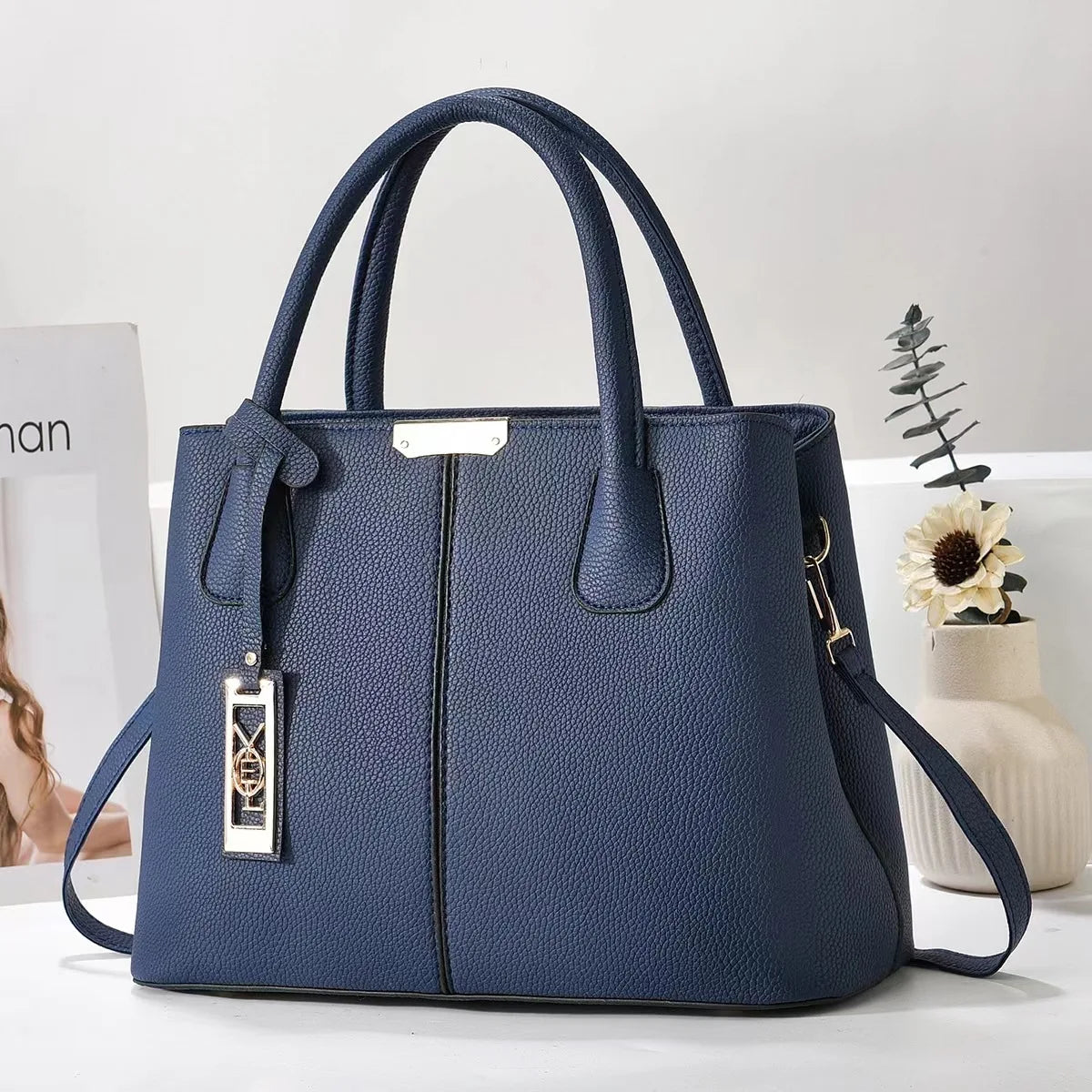 Bag Fashion Solid Color Handbag Middle-aged Mom Bag Simple Casual Large Capacity Shoulder Bag