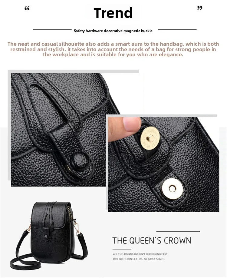 Mini Multifunctional Leather Shoulder Bag for Cellphone/Sport Cross Bags with Headphone Jack, Multi Layer Women's Bag with Cover