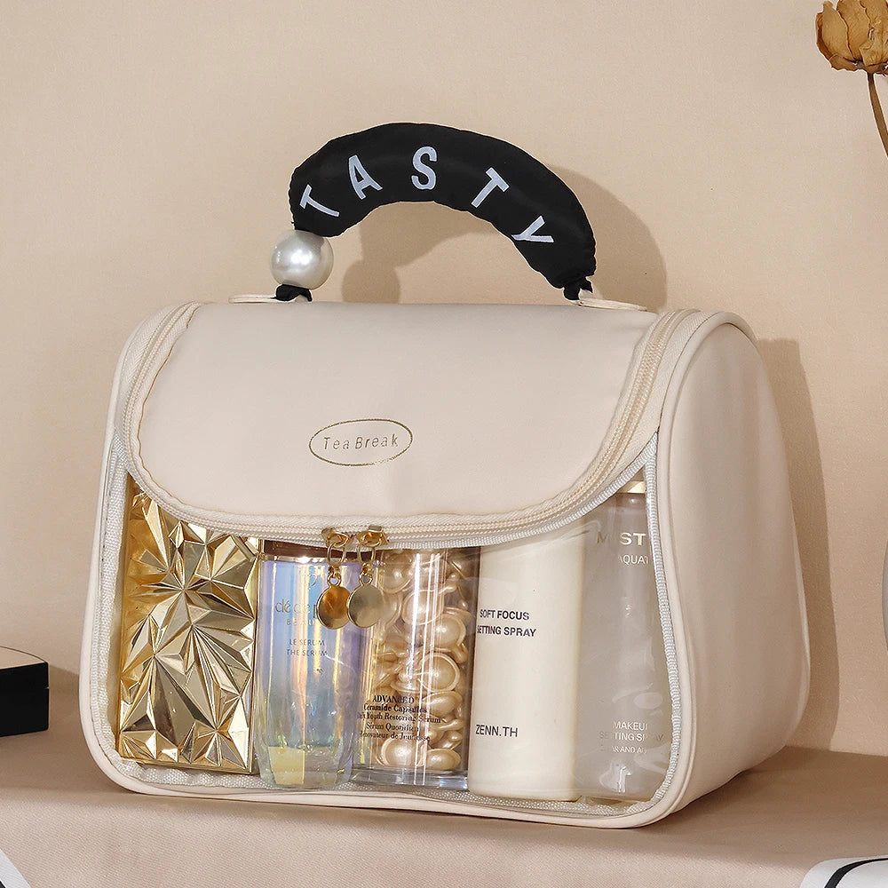 New Hooked Toilet Bag Transparent PVC Makeup Bag Large Capacity Hanging Storage Bag Travel Portable Handbag