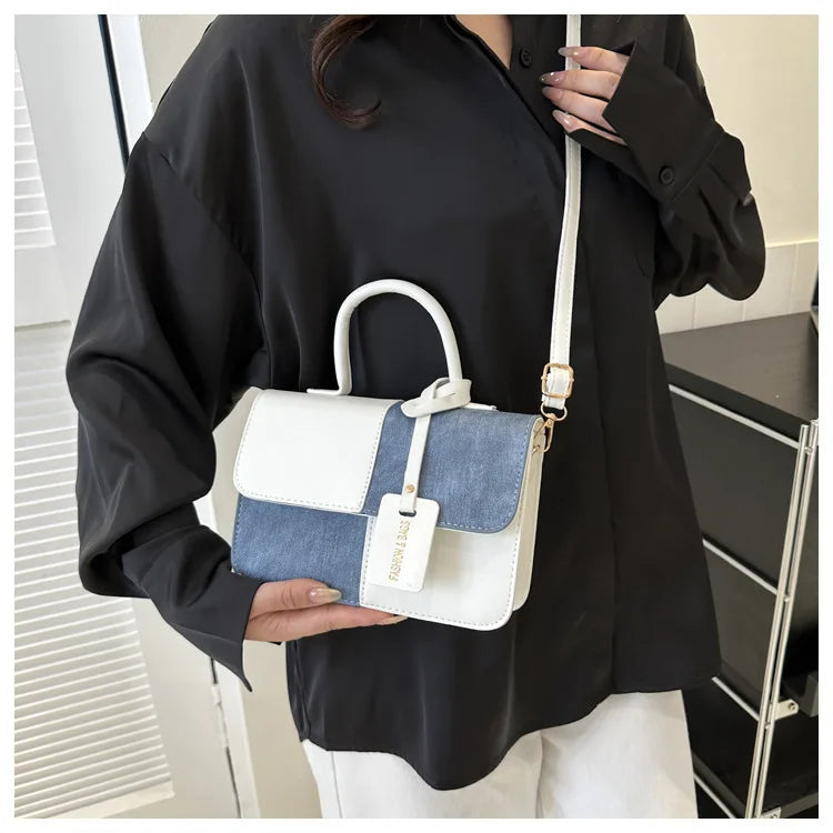 Fashionable PU Leather Handbag Women for Commuting, Stylish Single Color Blocking Handbags Shoulder Bag, Daily Outfit Tote Bag