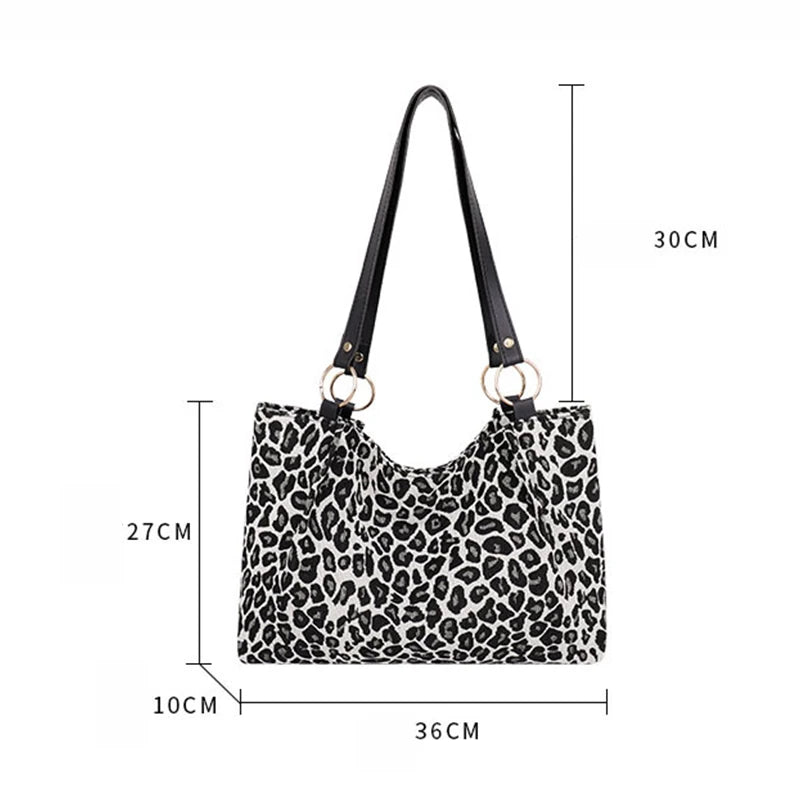 New Fashion Tote Bags Shopping and Travel Canvas Bags Women Popular Handbags Large Capacity Leopard Shoulder Bags