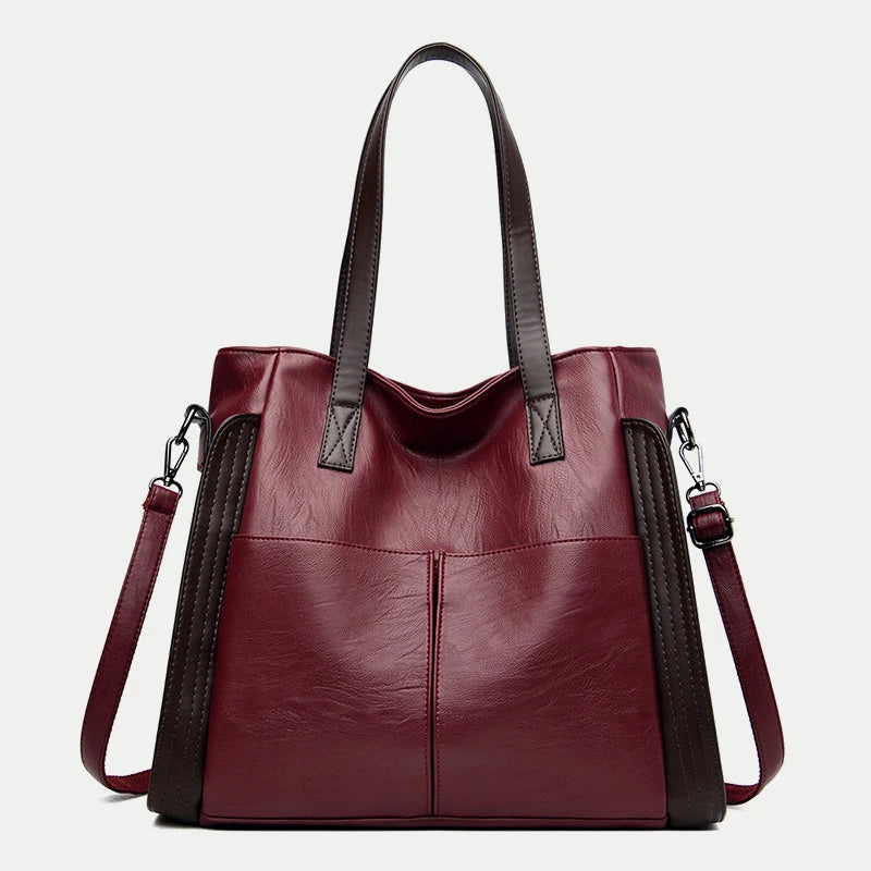 Soft Leather Women's Totes Bags High Capacity Shouldr Bag Luxury Middle-aged Lady Top-handle Bag Casual Armpit Bag Travel Pack