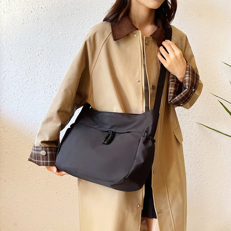 Double Sided Pocket Canvas Bag, Nylon Underarm Shoulder Bag, Fashionable Messenger Bags for Women's Daily Use Work Travel Outing