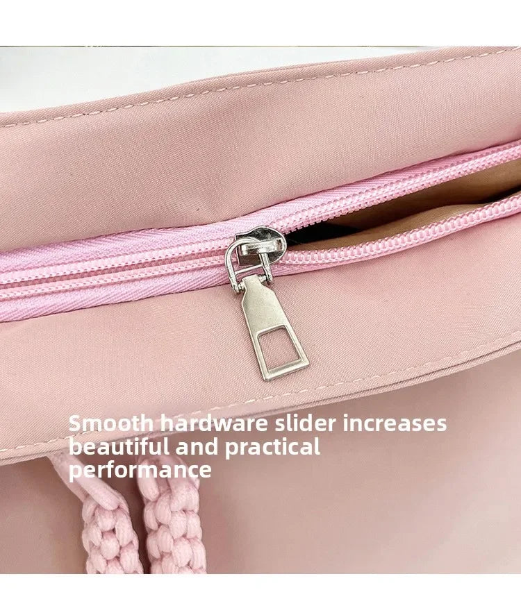Double Sided Pocket Canvas Bag, Nylon Underarm Shoulder Bag, Fashionable Messenger Bags for Women's Daily Use Work Travel Outing