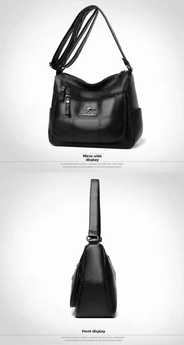 Solid Color PU Leather Single Shoulder Bag, Multi Compartment Pocket Daily Women's Cross Body Bags, Large Capacity Women's Bag.