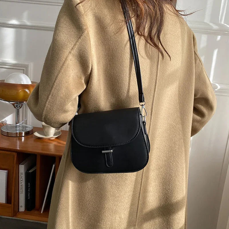 Vintage Simple Shoulder Bags For Women Casual Small Flap Crossbody Bag Purse Girls PU Leather Messenger Handbags bolsa feminina