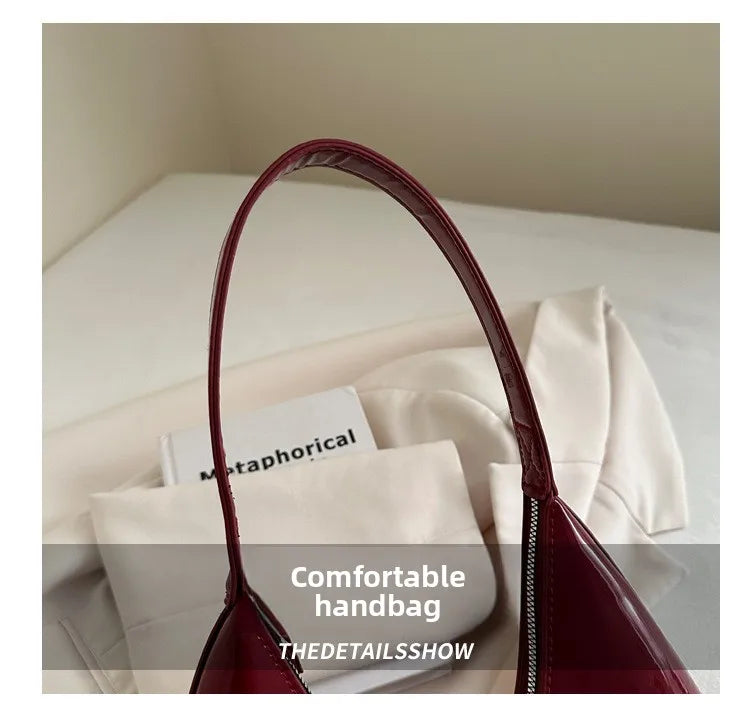 Solid Color Synthetic Leather Shoulder Underarm Bag, Retro Versatile Handbag Women Bag, Fashionable Daily Use Chic Handbag Purse
