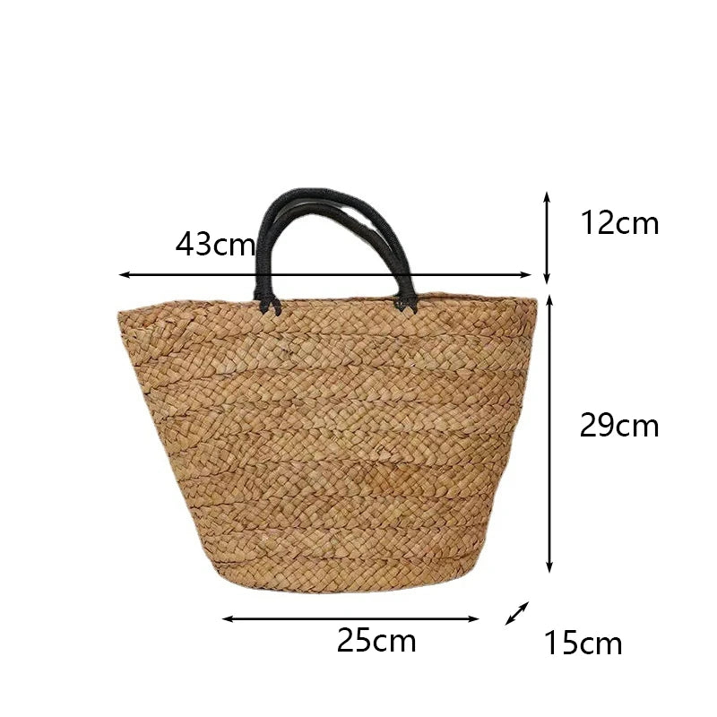 Bohemian Large Capacity Beach Women's Straw Bag Stylish Minimalist Handbag Hand Woven Designer Female Shoulder Bag
