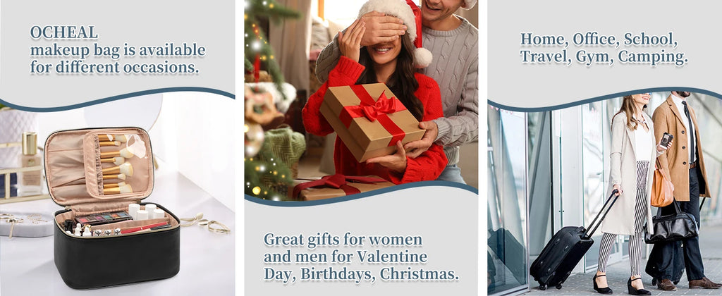 Makeup Bag Portable Cosmetic Bag Large Capacity Travel Makeup Case Organizer Black For Women Toiletry Bag for Girls Traveling