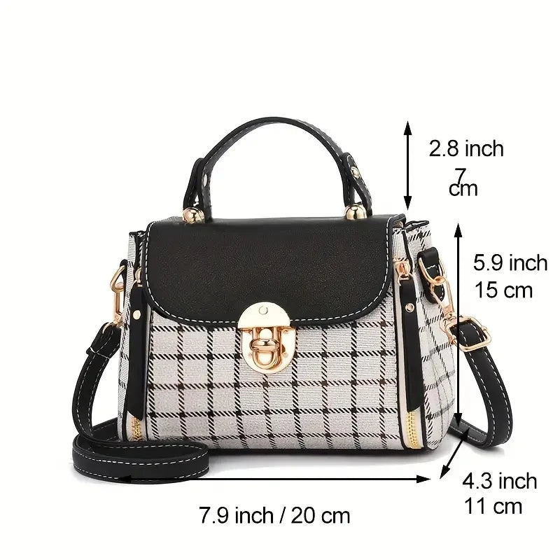 Women Trendy Flap Shoulder Bag PU Leather Crossbody Bag Simple Plaid Designer Messenger Bag Small Purse and Handbags Pouch