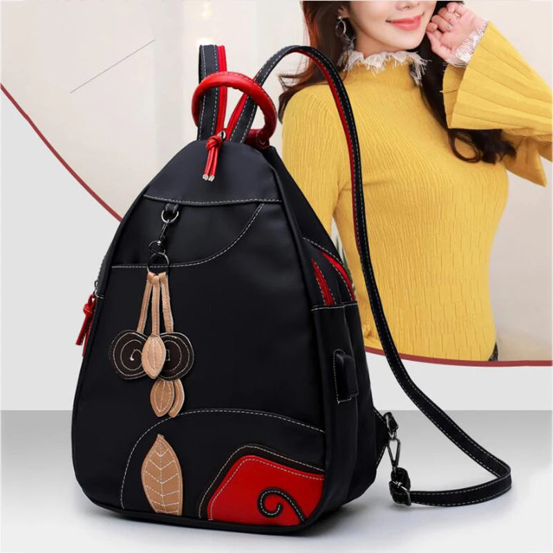 Fashion Women Backpack Waterproof Nylon Shoulder Bag Leisure Travel Luggage Bag Outdoor Crossbody Bag Student School Bag