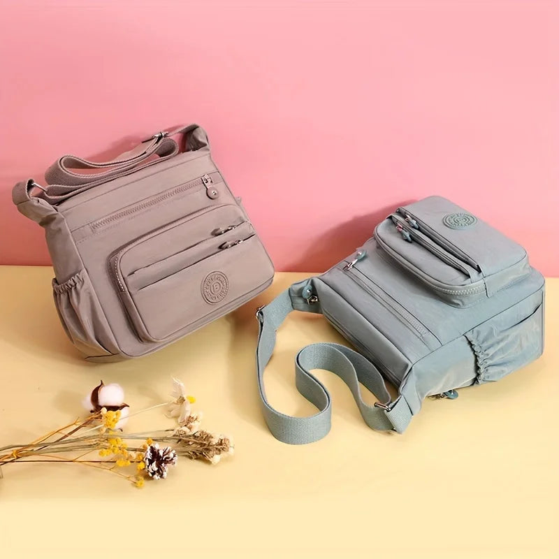 Lightweight Nylon Chic Crossbody Bag for Women Adjustable Strap, Multi-Pocket Design for Travel, Shopping, Dates & School